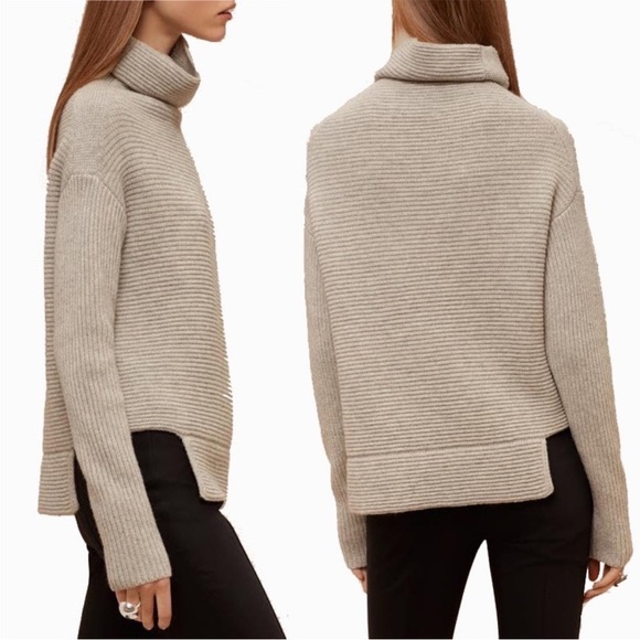 Aritzia Babaton Mika Wool and Cashmere Turtleneck Ribbed Knit Sweater - Picture 11 of 13